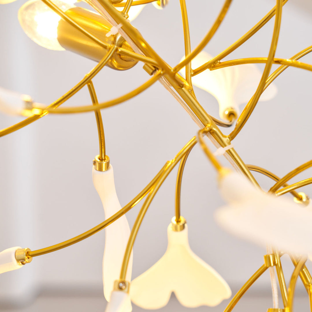 Gold White Leaves Combination Gingko Chandeliers - Vakkerlight