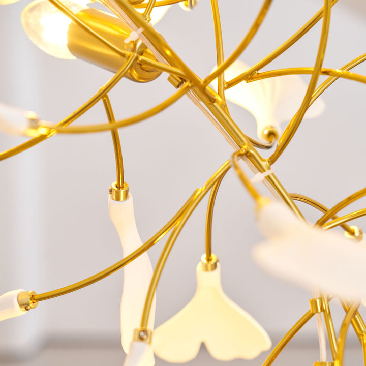 Gold White Leaves Combination Gingko Chandeliers - Vakkerlight