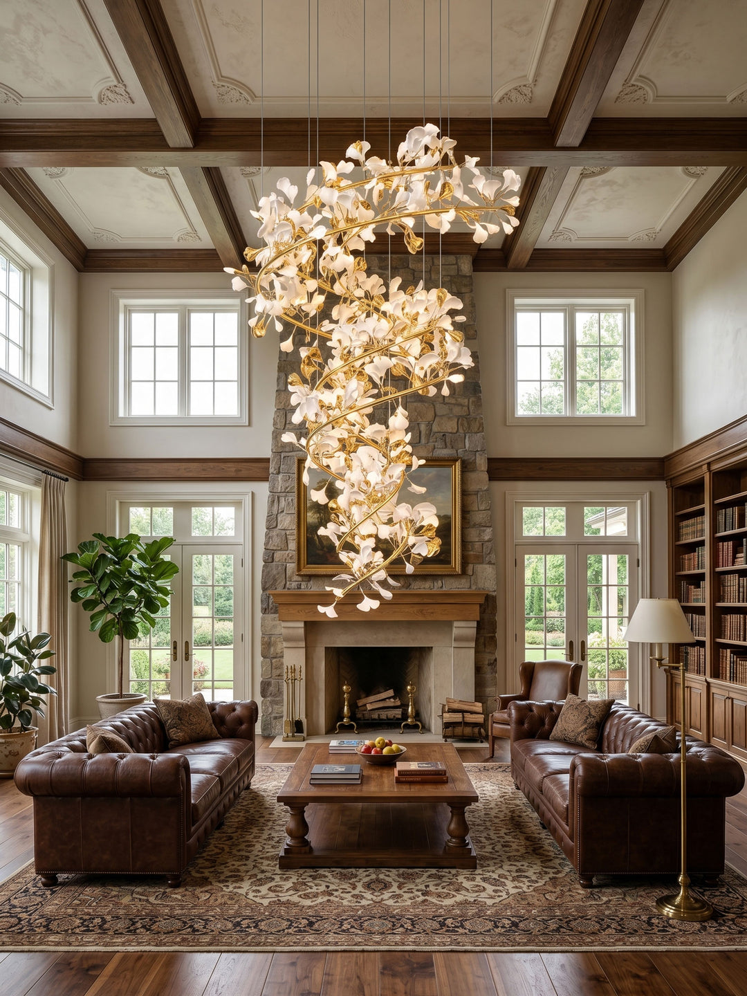 Gingko Spiral Leaf Chandelier - Vakkerlight