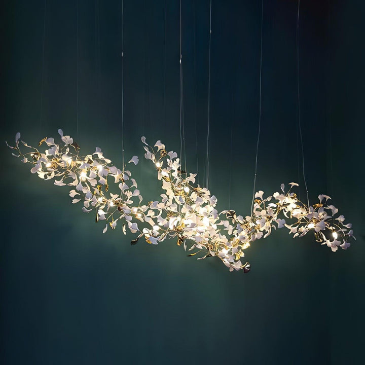 Gold White Leaves Combination Gingko Chandeliers - Vakkerlight