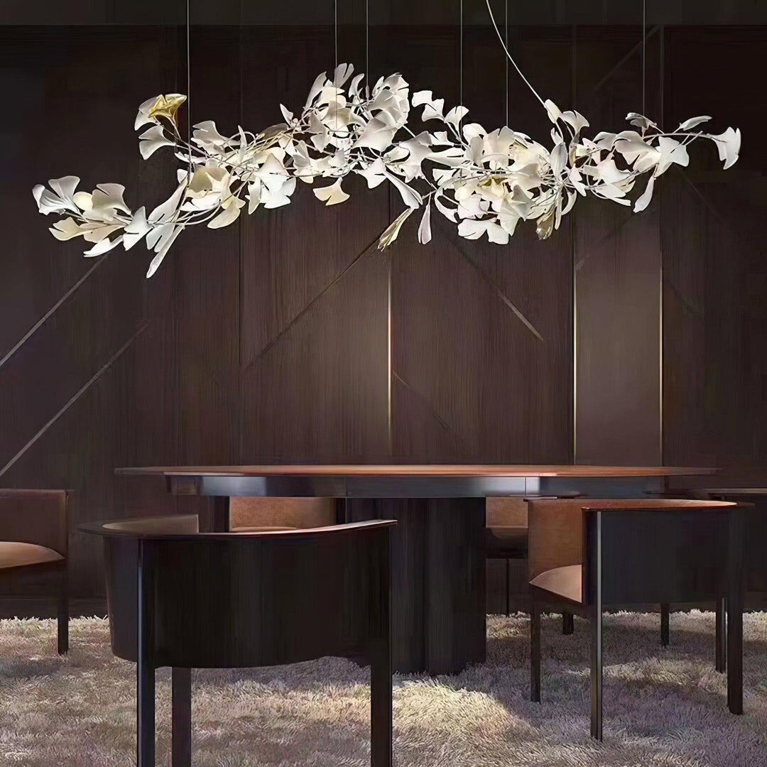 Gold White Leaves Combination Gingko Chandeliers - Vakkerlight