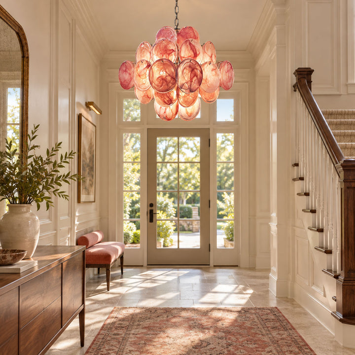 Glass Pink Disc Chandelier – detail 2