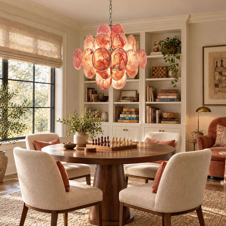 Glass Pink Disc Chandelier – detail 6