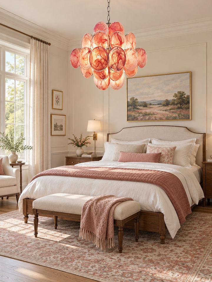 Glass Pink Disc Chandelier – detail 4