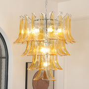 Glass Leaf Cascade Chandelier