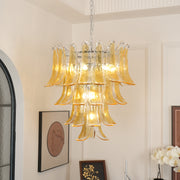 Glass Leaf Cascade Chandelier