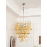 Glass Leaf Cascade Chandelier