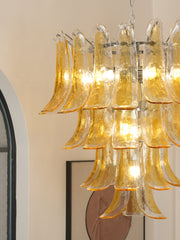 Glass Leaf Cascade Chandelier