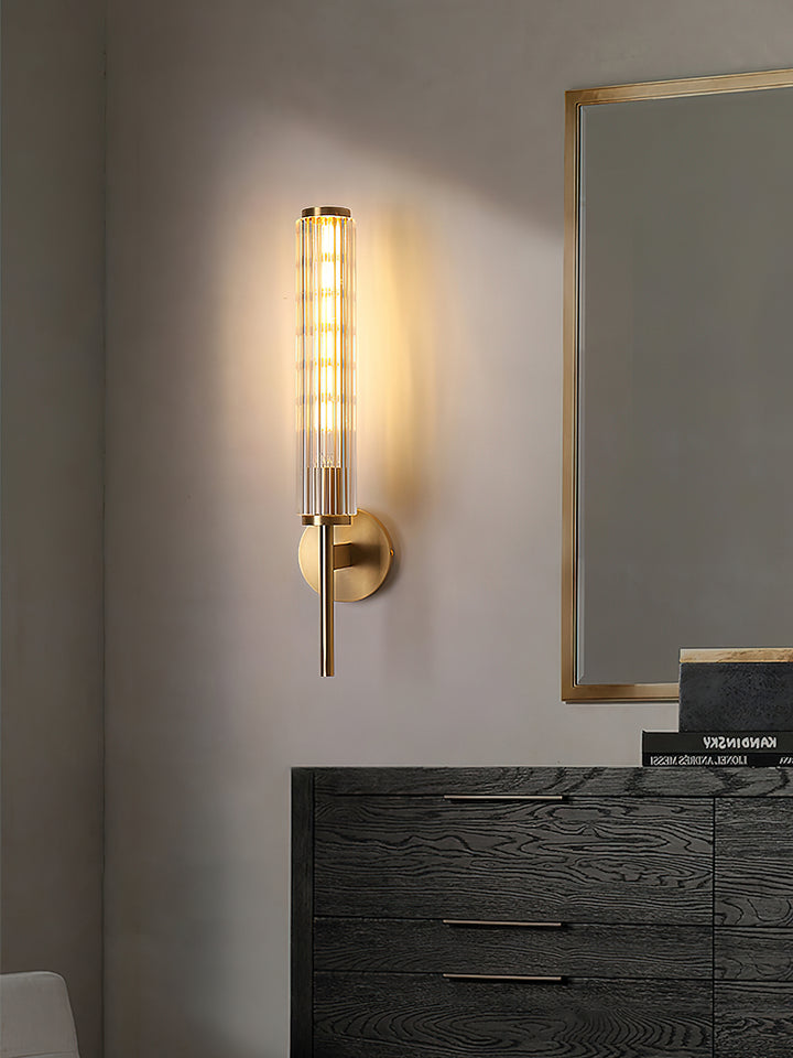 Glass Linear Brass Wall Light