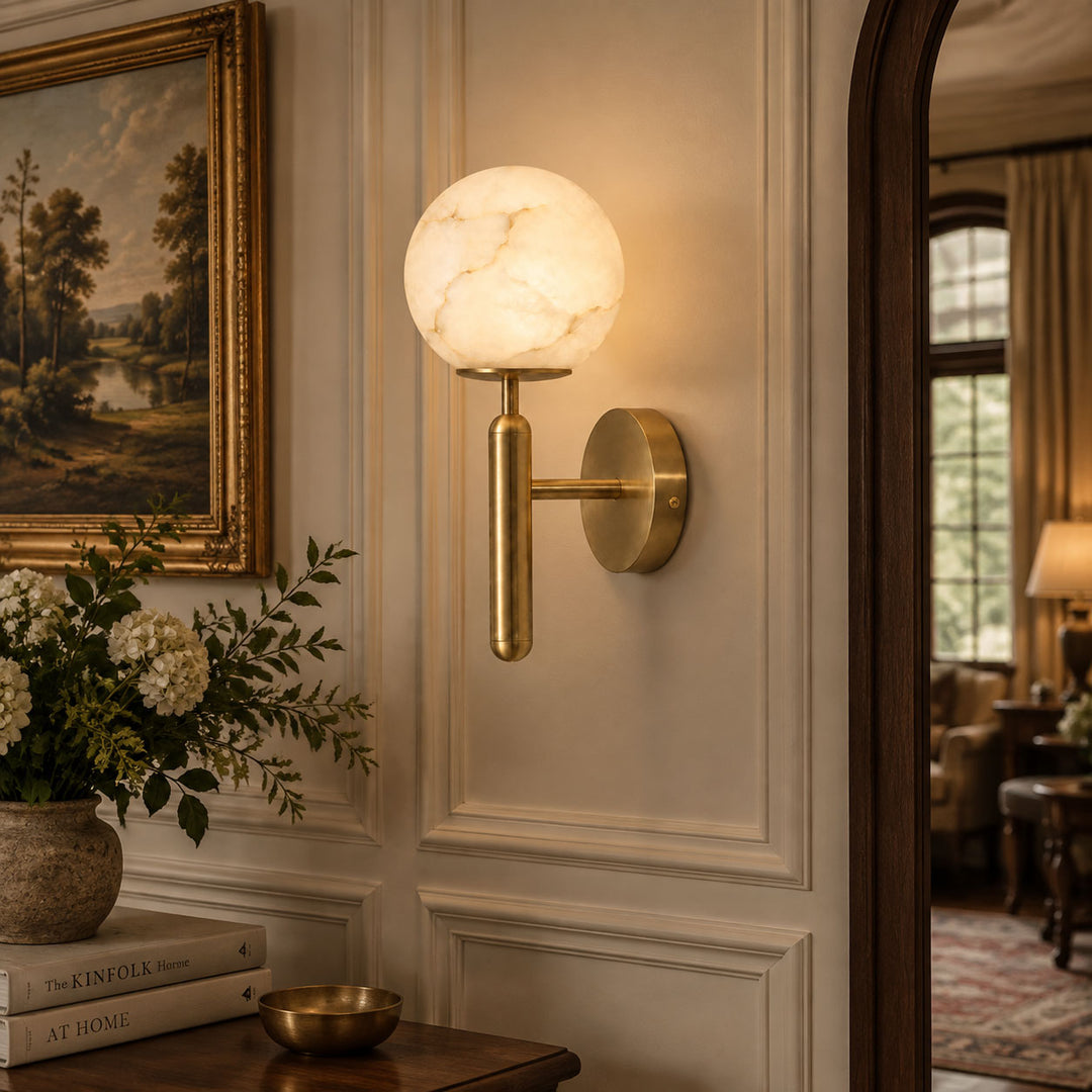 Globe Alabaster Wall Sconce