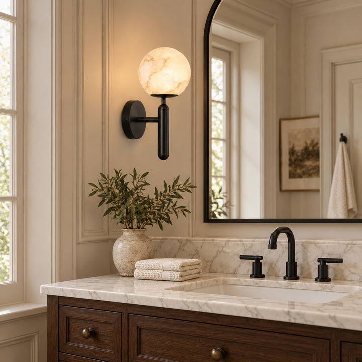 Globe Alabaster Wall Sconce