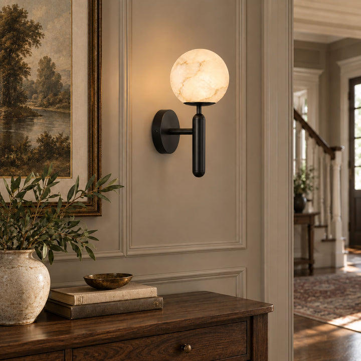 Globe Alabaster Wall Sconce