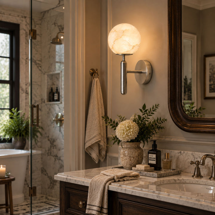 Globe Alabaster Wall Sconce