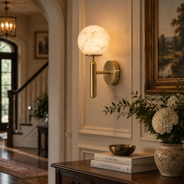 Globe Alabaster Wall Sconce