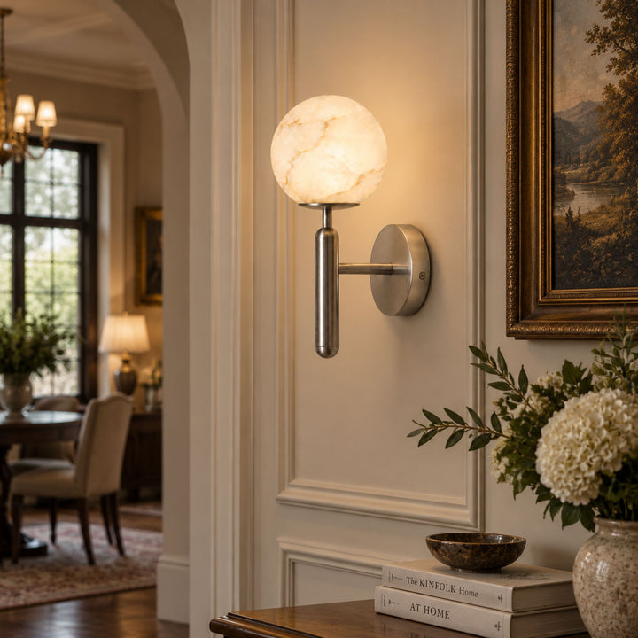 Globe Alabaster Wall Sconce