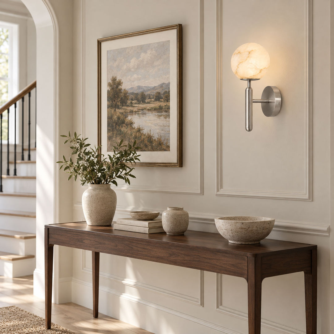 Globe Alabaster Wall Sconce