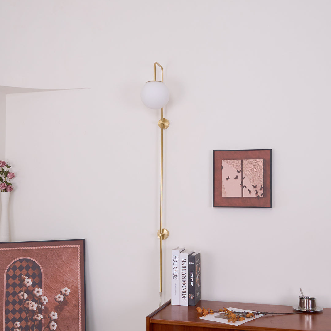 Globe Brass Plug-in Wall Sconce