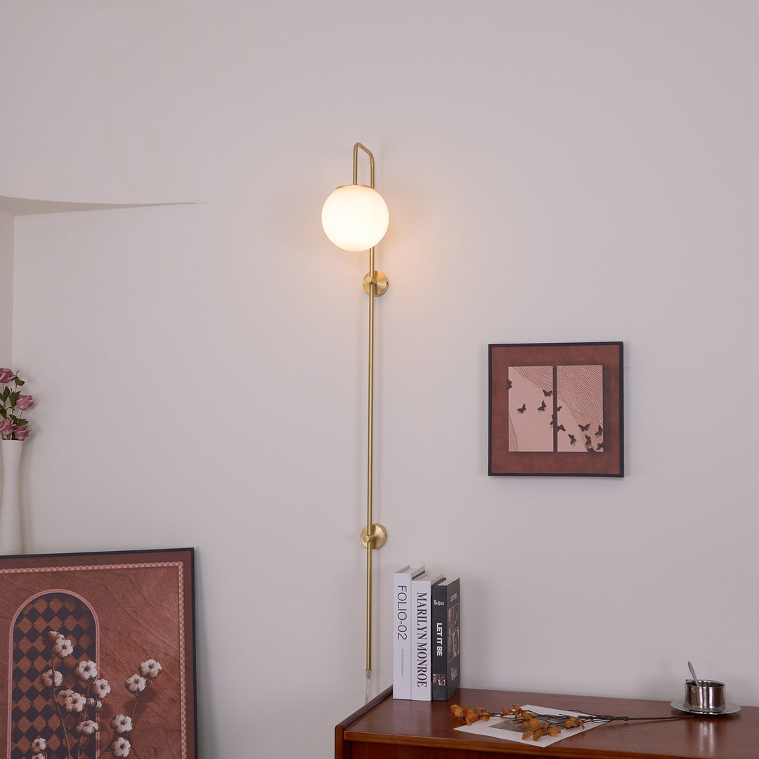 Globe Brass Plug-in Wall Sconce