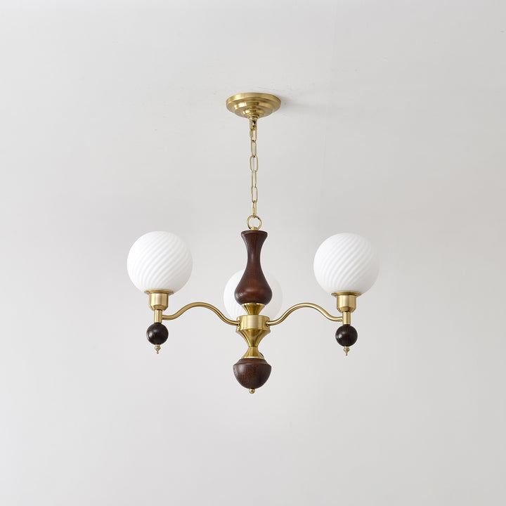 Globe Orb Wood Chandelier