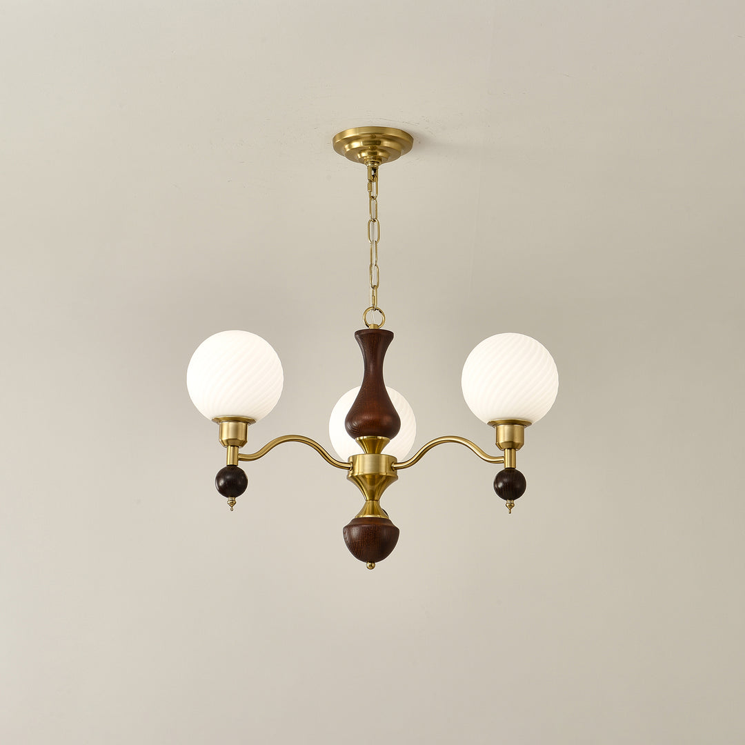 Globe Orb Wood Chandelier