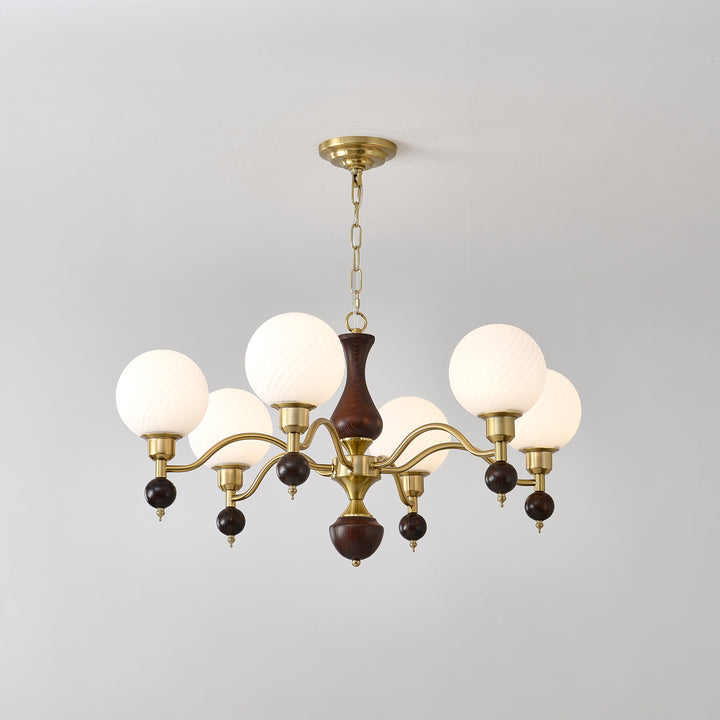 Globe Orb Wood Chandelier