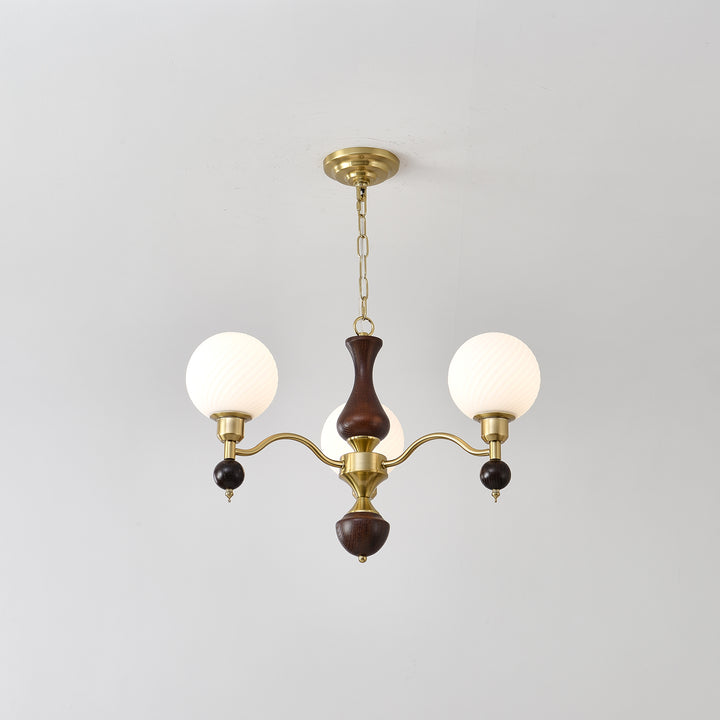 Globe Orb Wood Chandelier