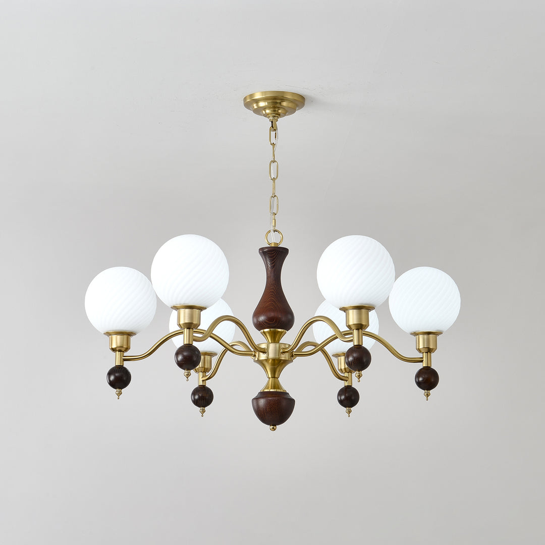 Globe Orb Wood Chandelier