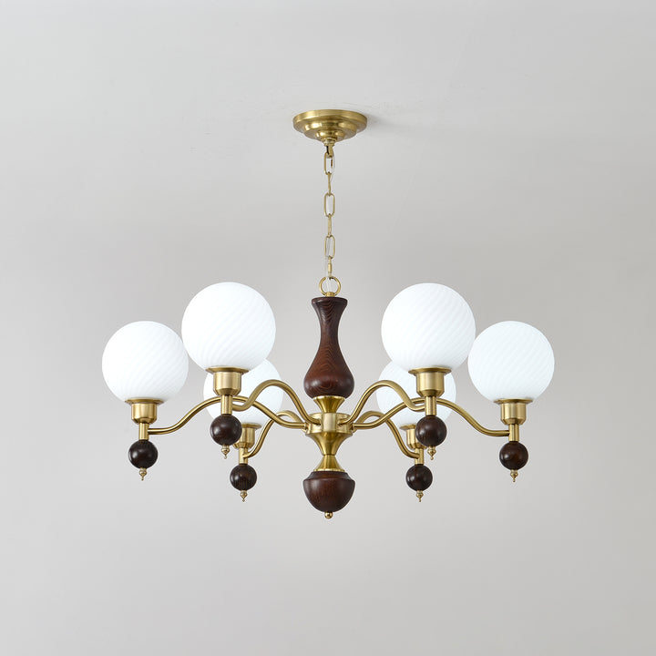 Globe Orb Wood Chandelier