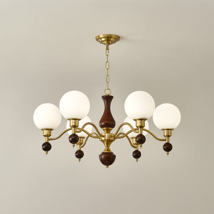 Globe Orb Wood Chandelier