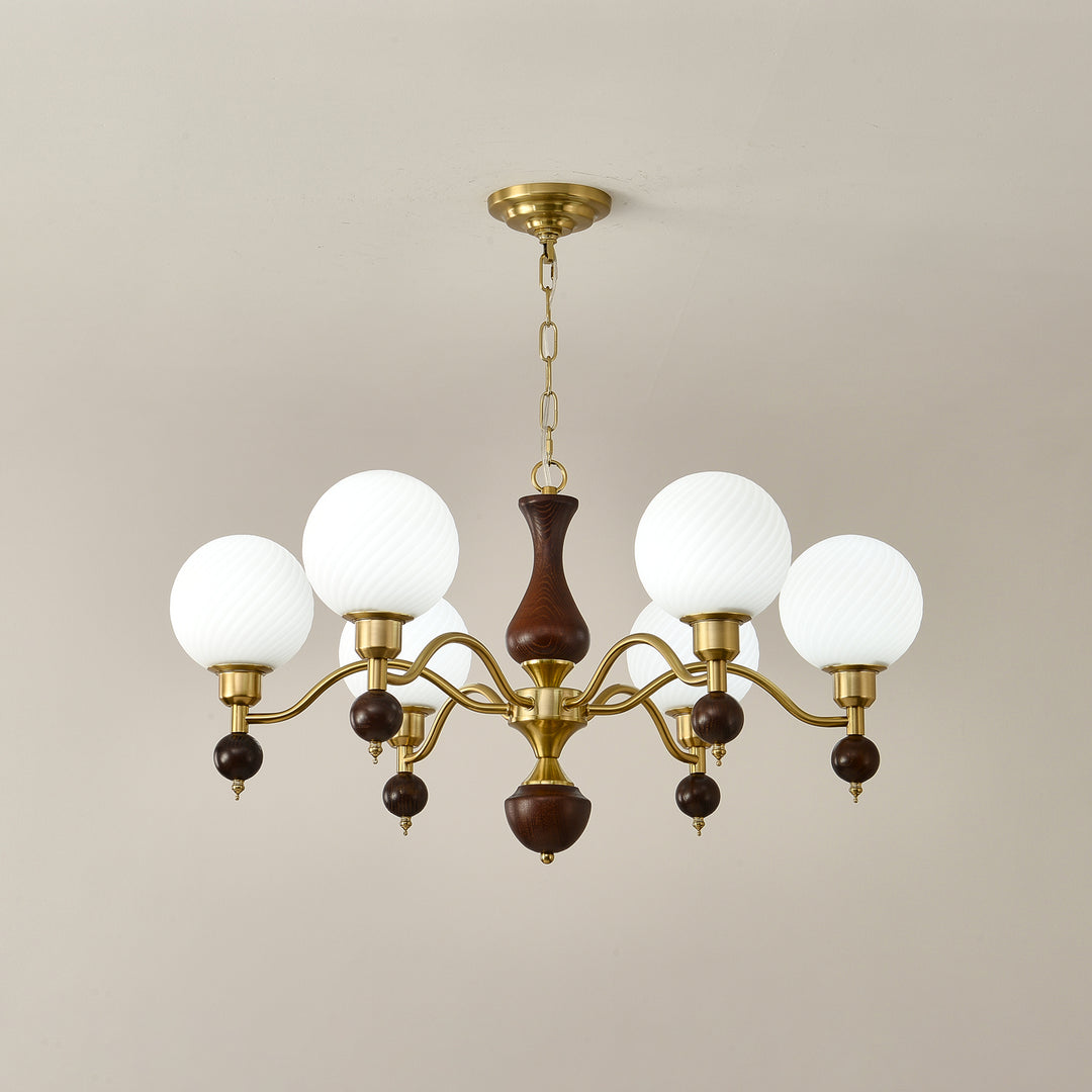 Globe Orb Wood Chandelier