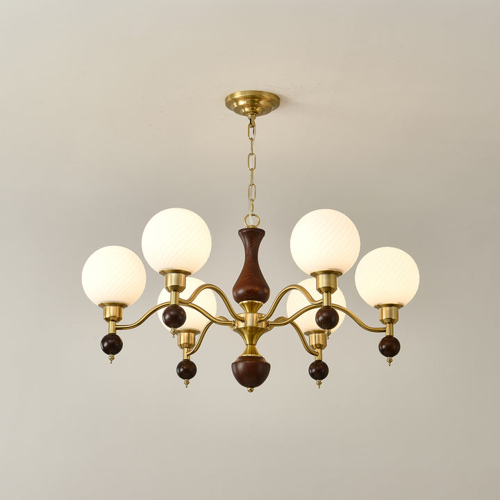 Globe Orb Wood Chandelier