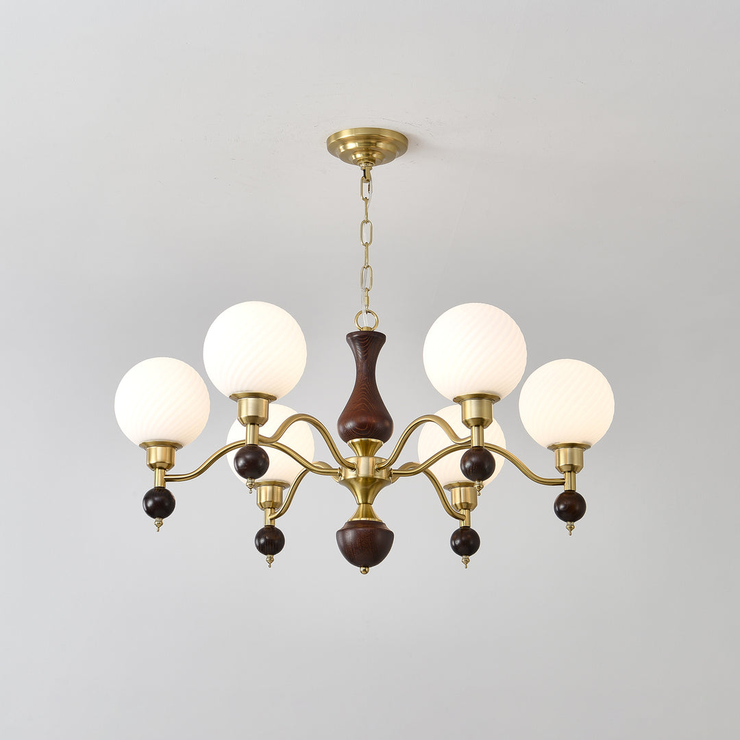 Globe Orb Wood Chandelier