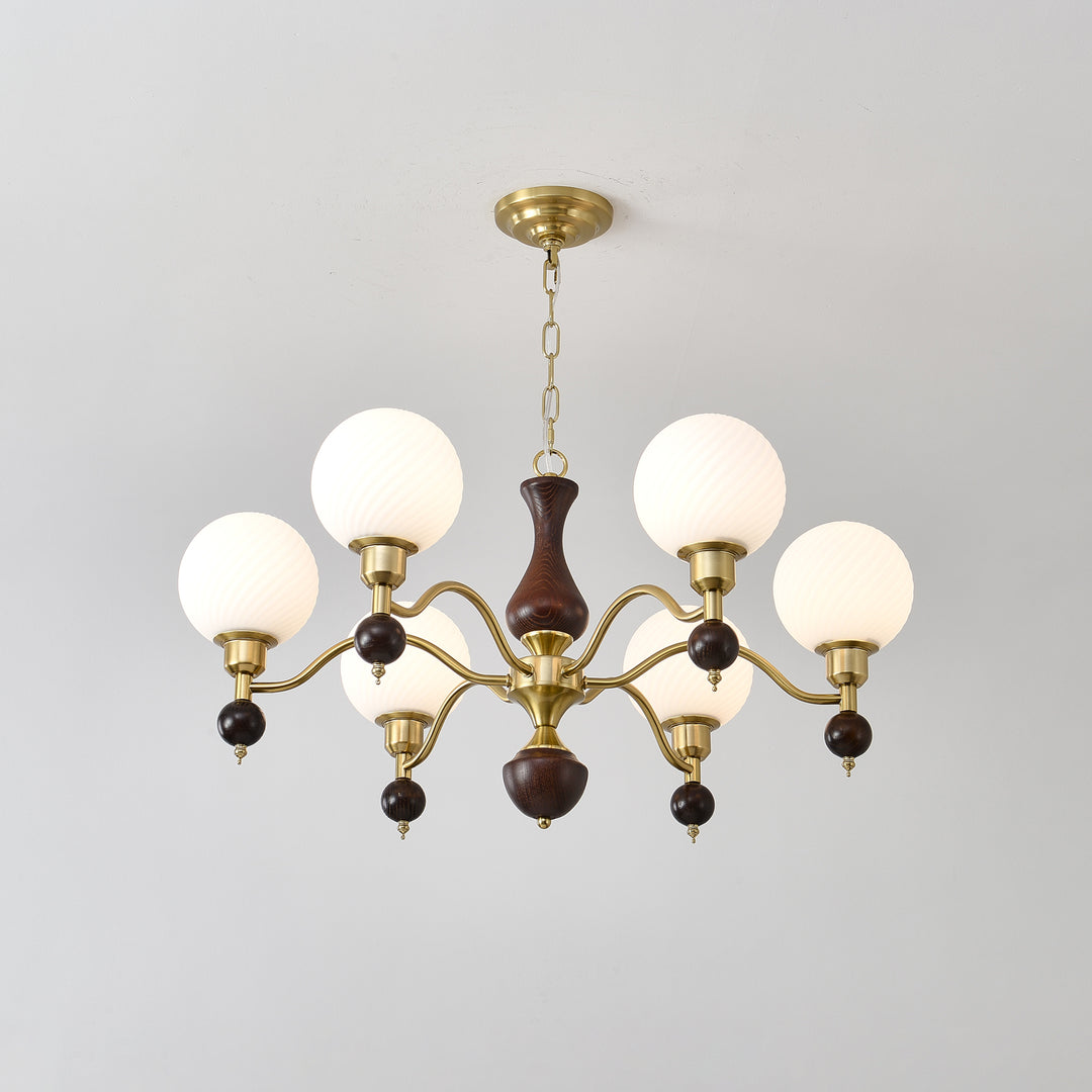 Globe Orb Wood Chandelier