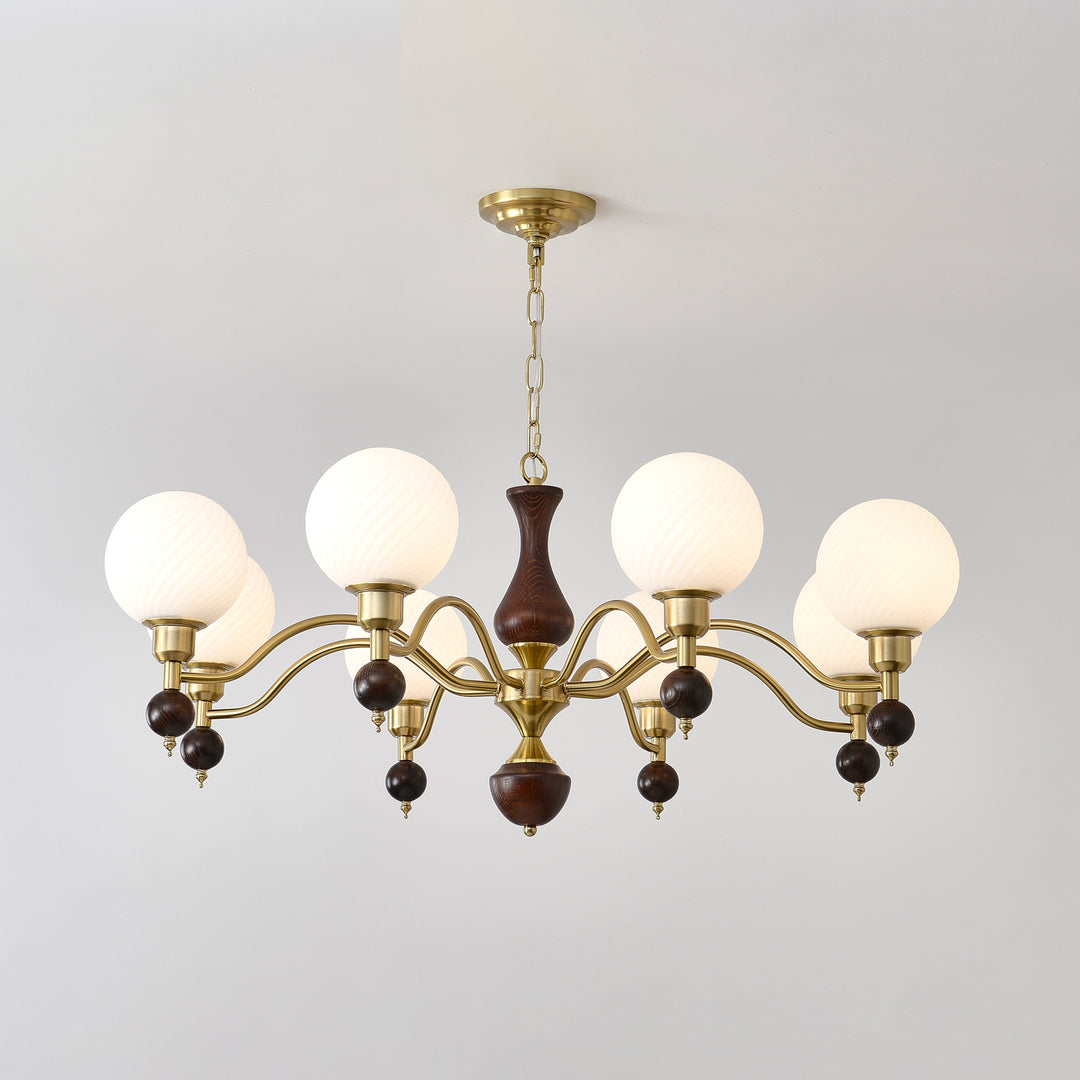 Globe Orb Wood Chandelier