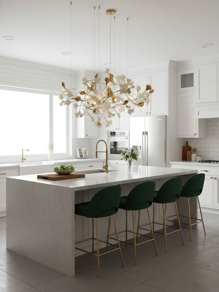 Gold White Leaves Combination Gingko Chandeliers - Vakkerlight