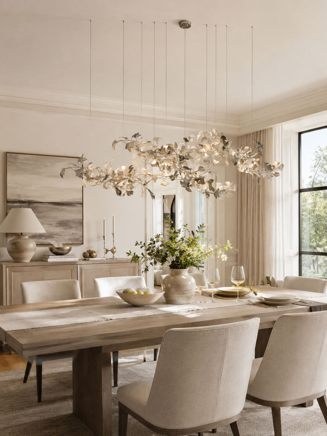 Gold White Leaves Combination Gingko Chandeliers - Vakkerlight
