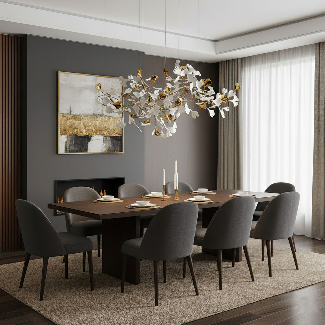 Gold White Leaves Combination Gingko Chandeliers - Vakkerlight