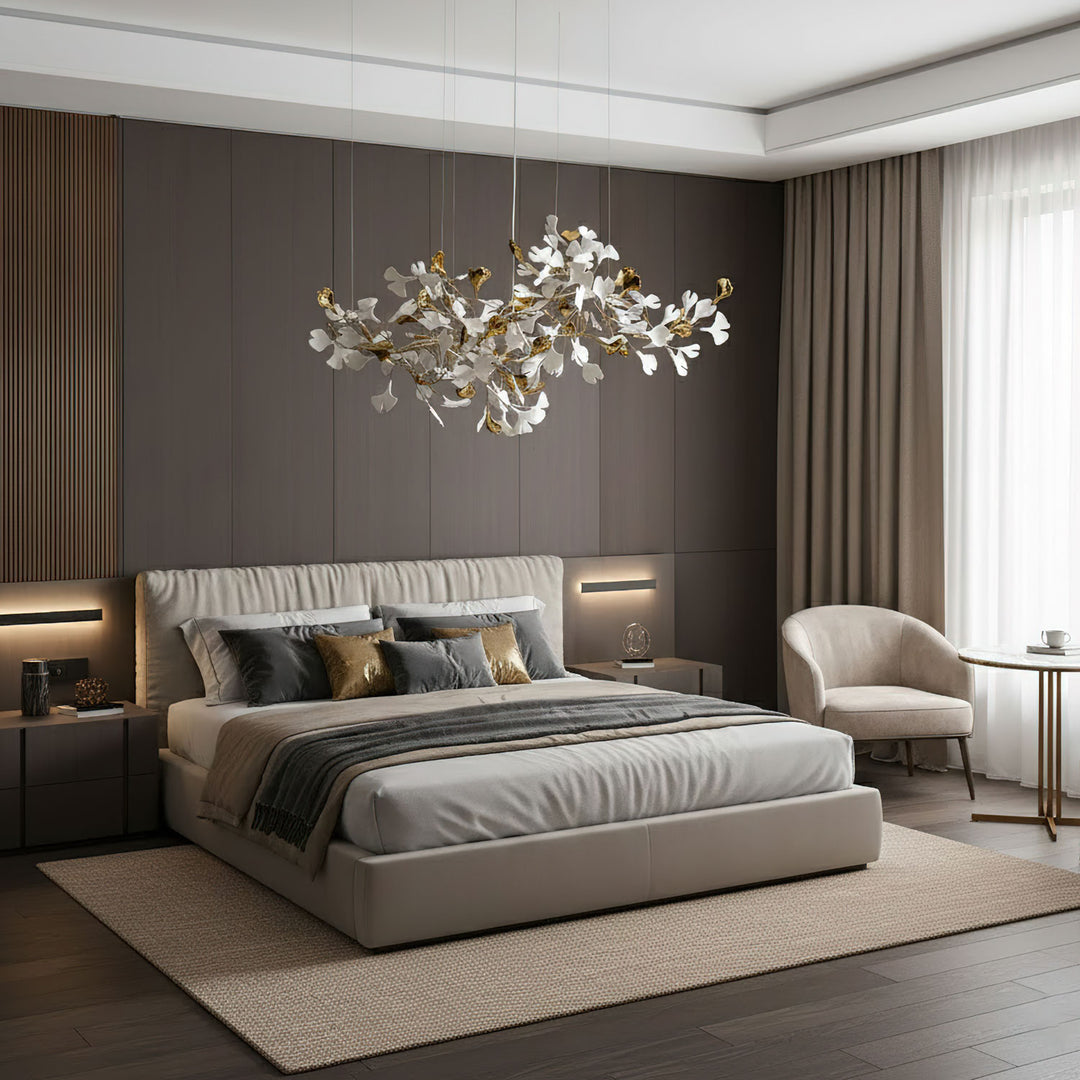 Gold White Leaves Combination Gingko Chandeliers - Vakkerlight