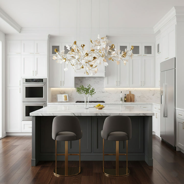 Gold White Leaves Combination Gingko Chandeliers - Vakkerlight