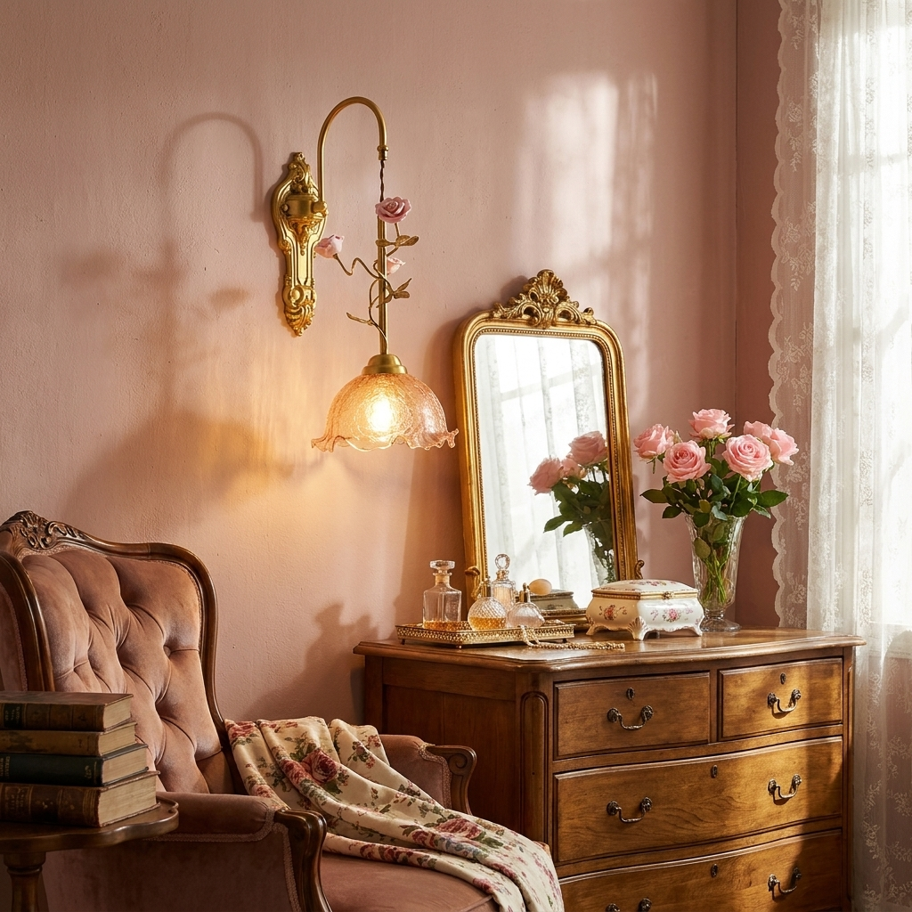 Gold Rose Wall Sconce