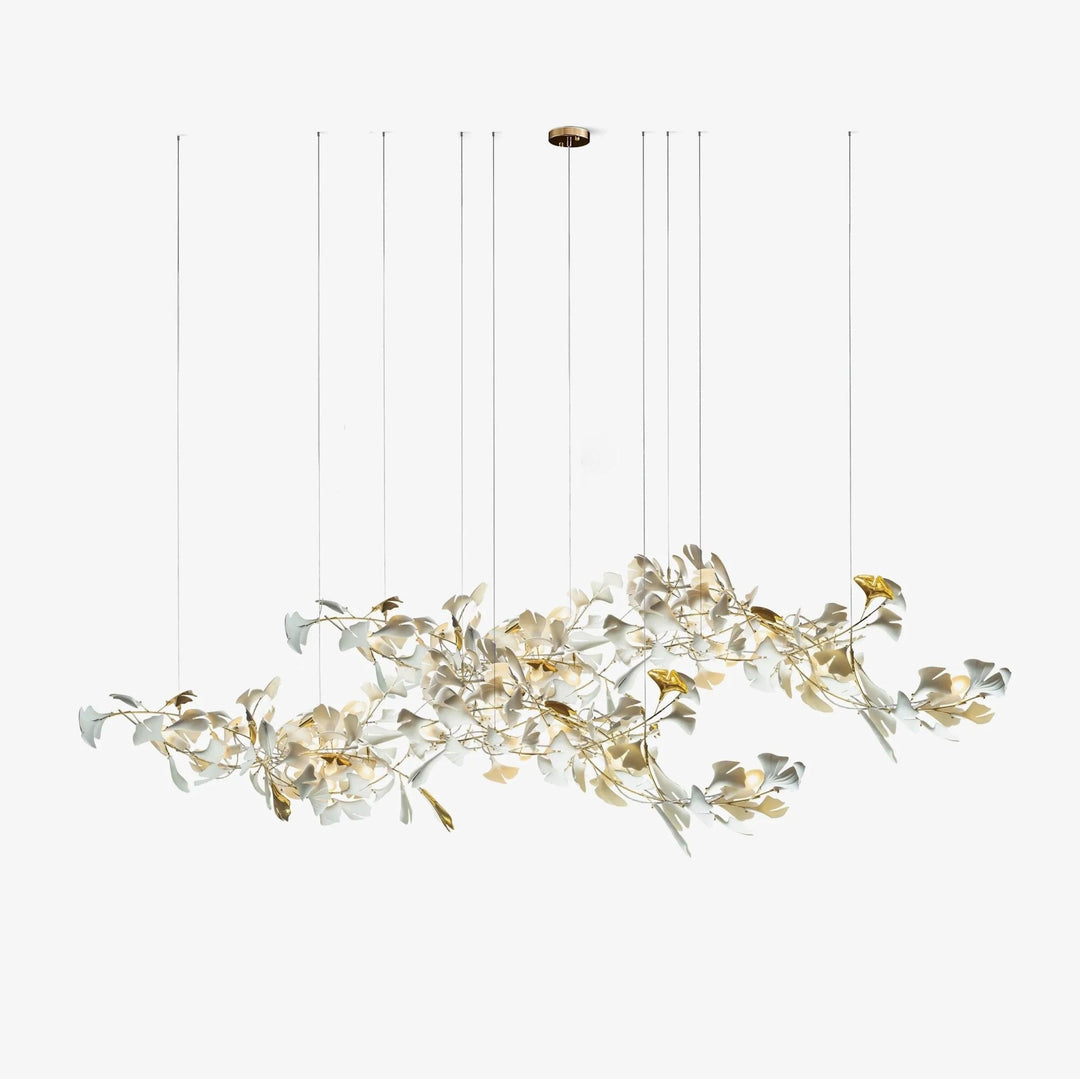 Gold White Leaves Combination Gingko Chandeliers - Vakkerlight