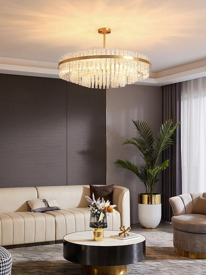 Gold & Clear Rod Chandelier - Vakkerlight