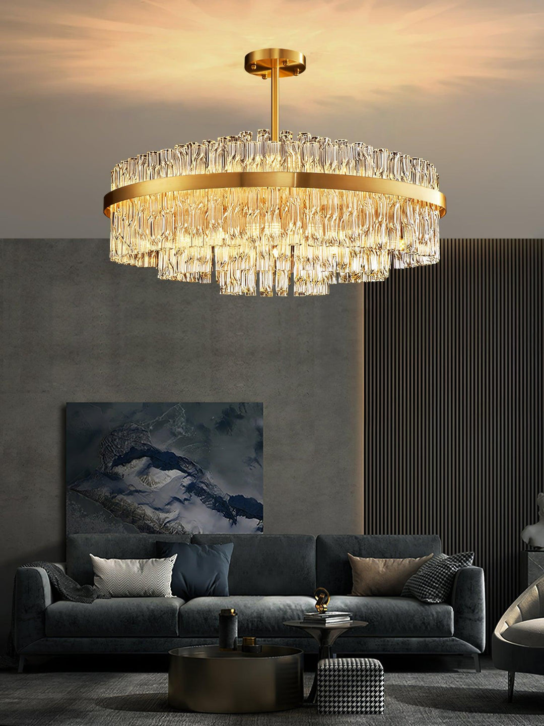 Gold & Clear Rod Chandelier - Vakkerlight