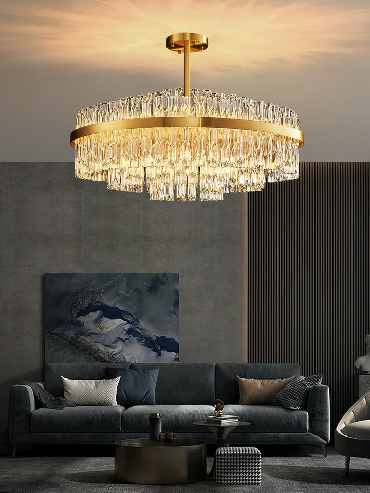 Gold & Clear Rod Chandelier - Vakkerlight