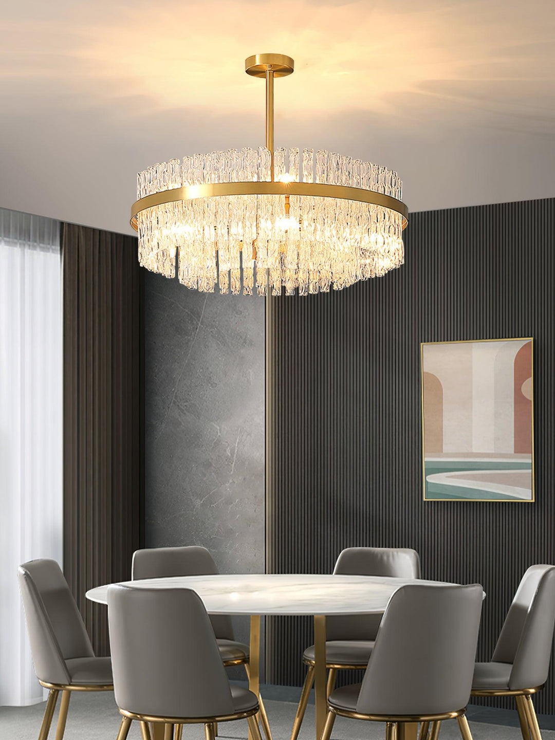 Gold & Clear Rod Chandelier - Vakkerlight