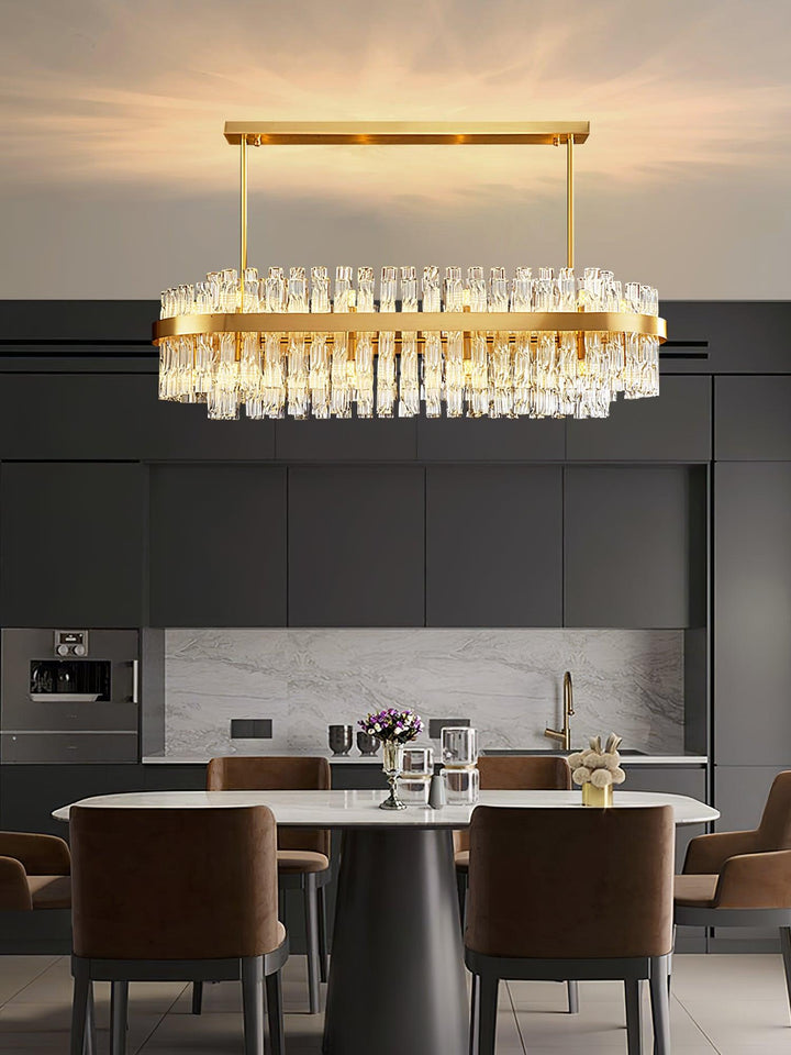 Gold & Clear Rod Chandelier - Vakkerlight