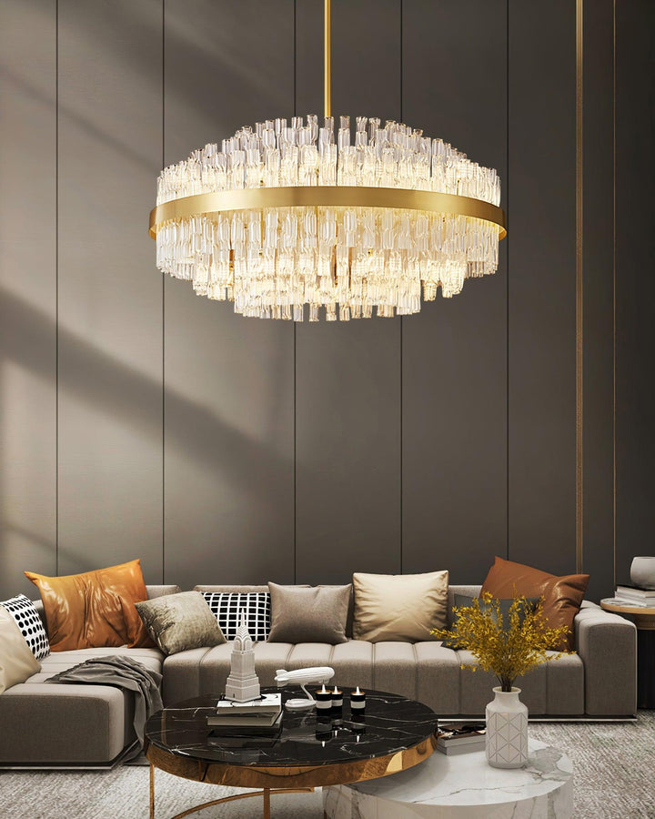 Gold & Clear Rod Chandelier - Vakkerlight