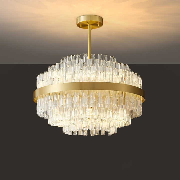 Gold & Clear Rod Chandelier - Vakkerlight