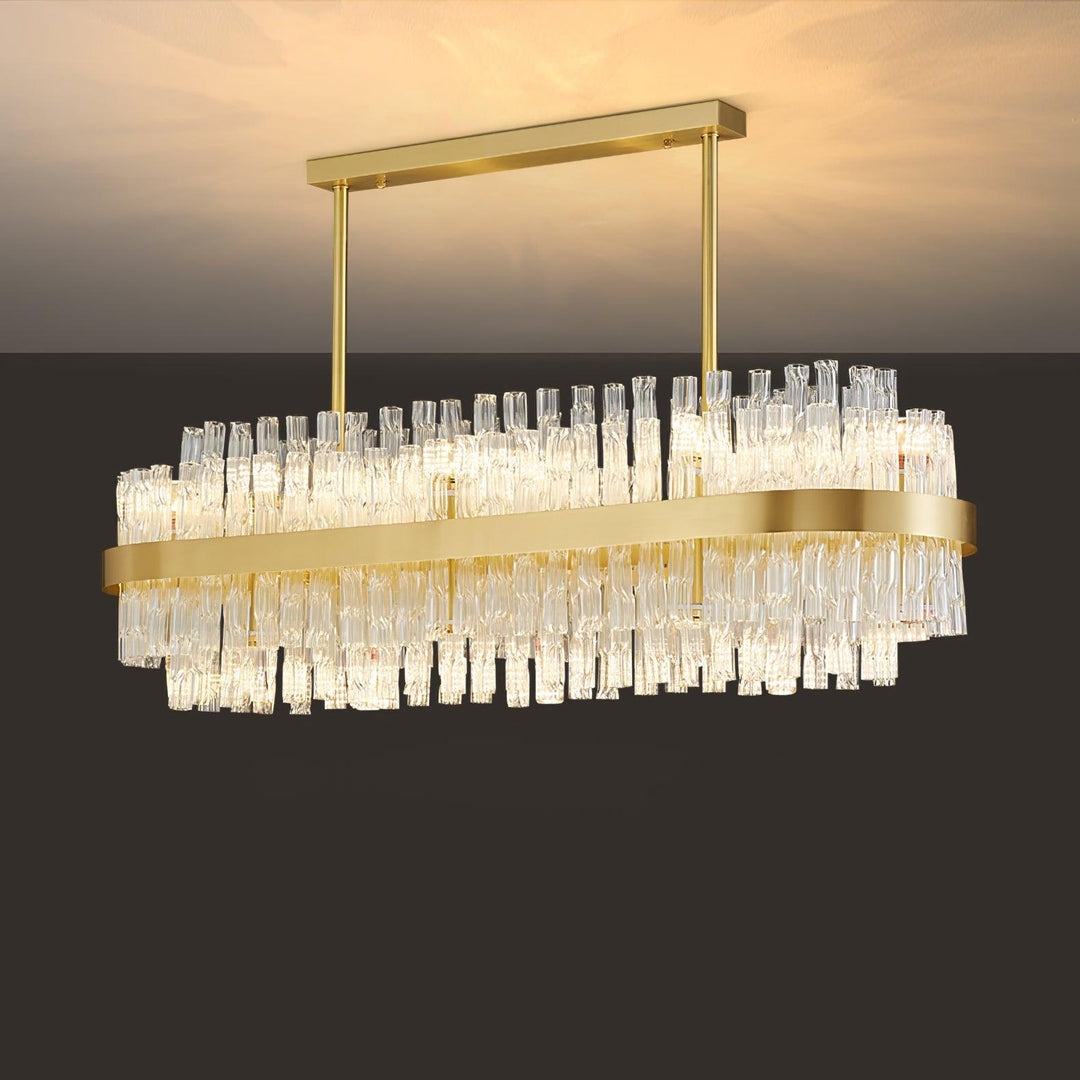 Gold & Clear Rod Chandelier - Vakkerlight