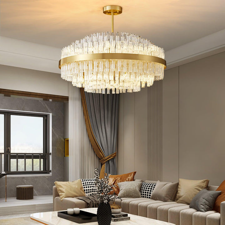 Gold & Clear Rod Chandelier - Vakkerlight